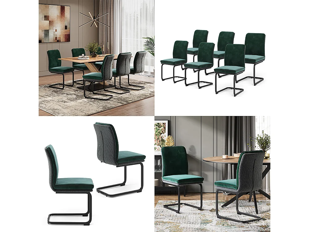 Chaise cantilever vert foncé 49x63.5x95.5 eleganza