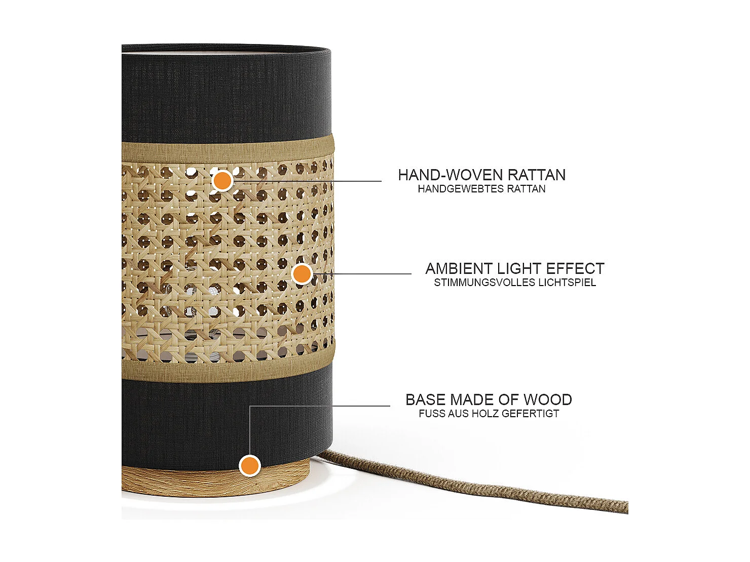 Lampe de table noir 17.5x17.5x26.5 morten