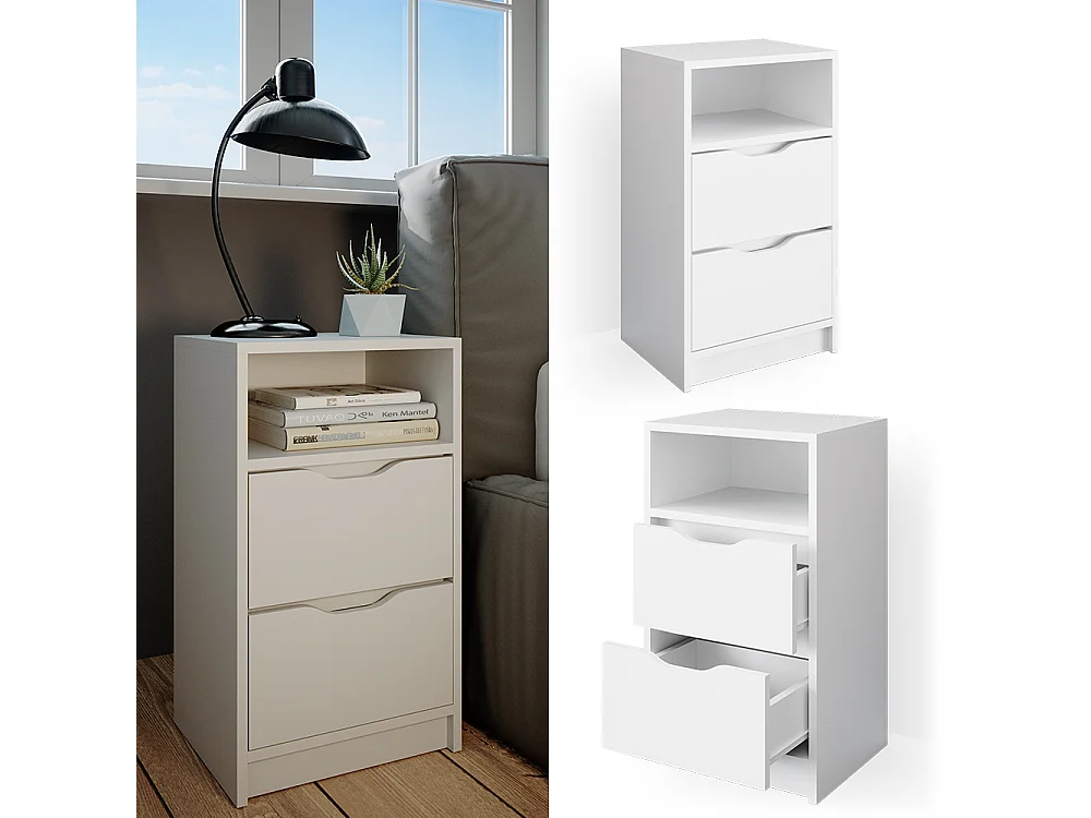 Table de chevet blanc 38x30.6x66.6 ruben