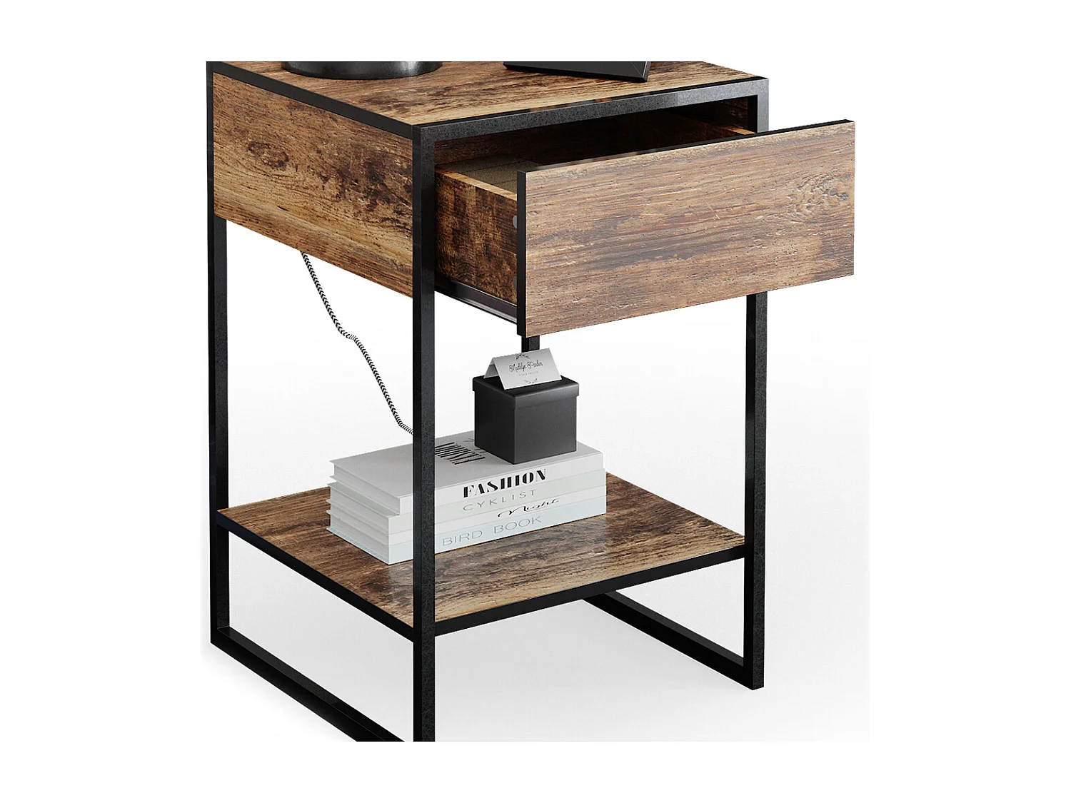 Szafka nocna drewno antyczne 43.5x43.5x66 fyrk