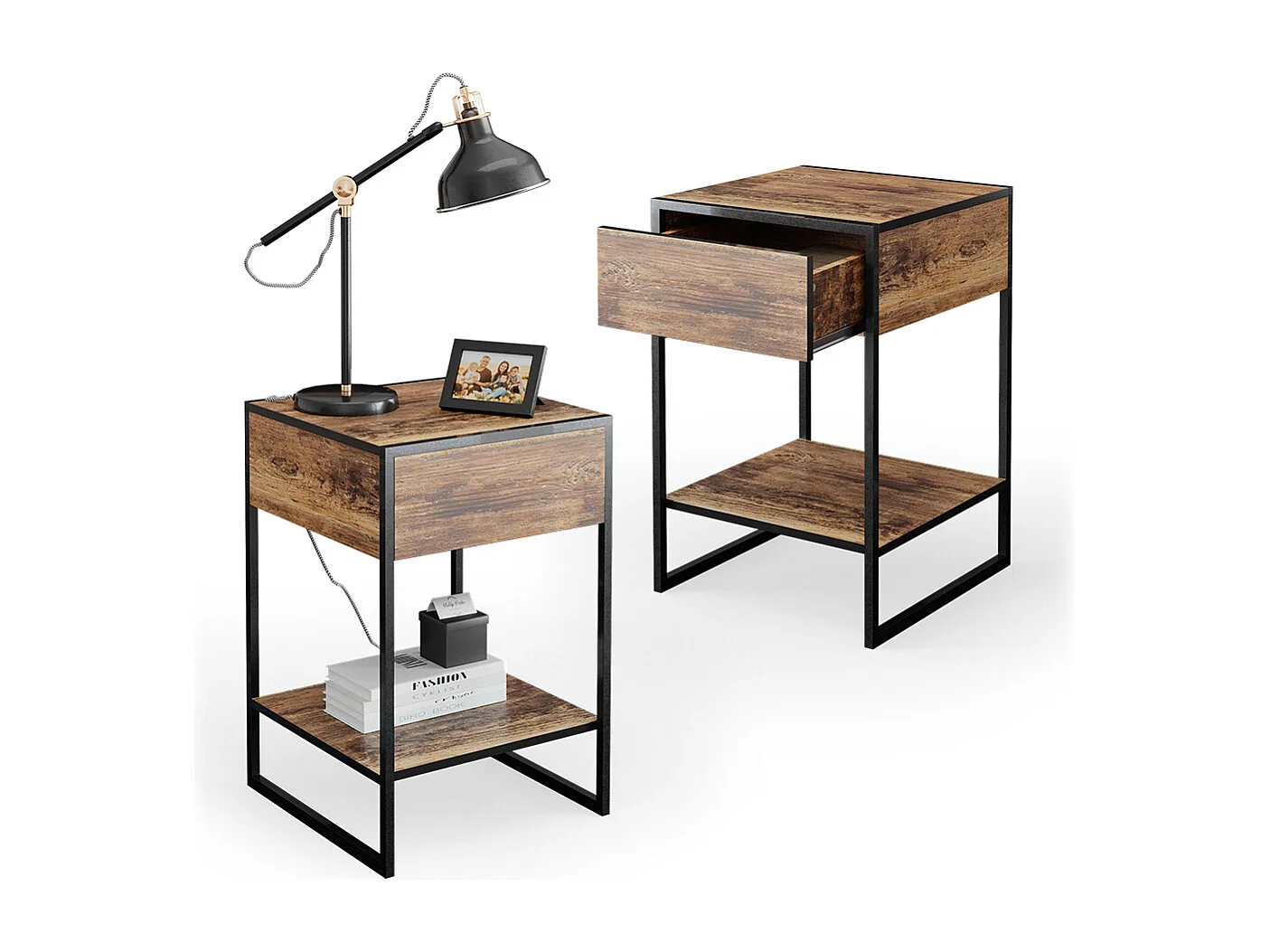 Szafka nocna drewno antyczne 43.5x43.5x66 fyrk