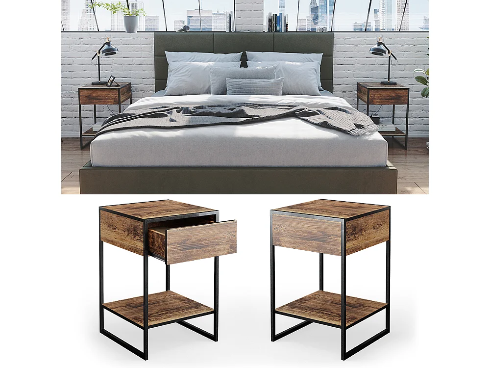 Table de chevet bois antique 43.5x43.5x66 fyrk