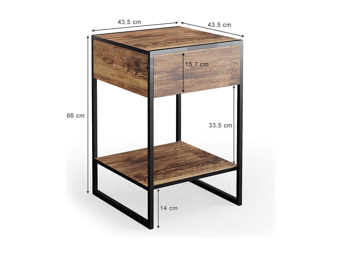 Table de chevet bois antique 43.5x43.5x66 fyrk