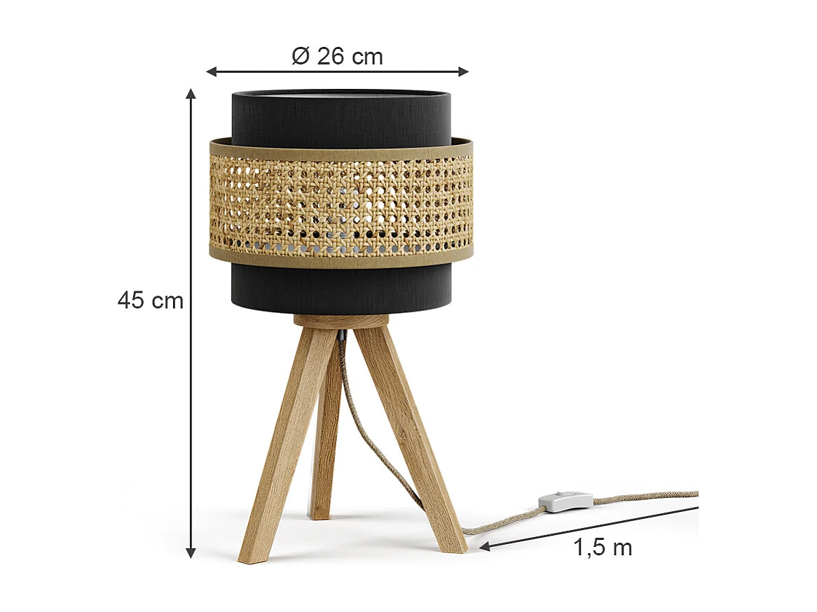 Lampe de table noir 26x26x45 morten