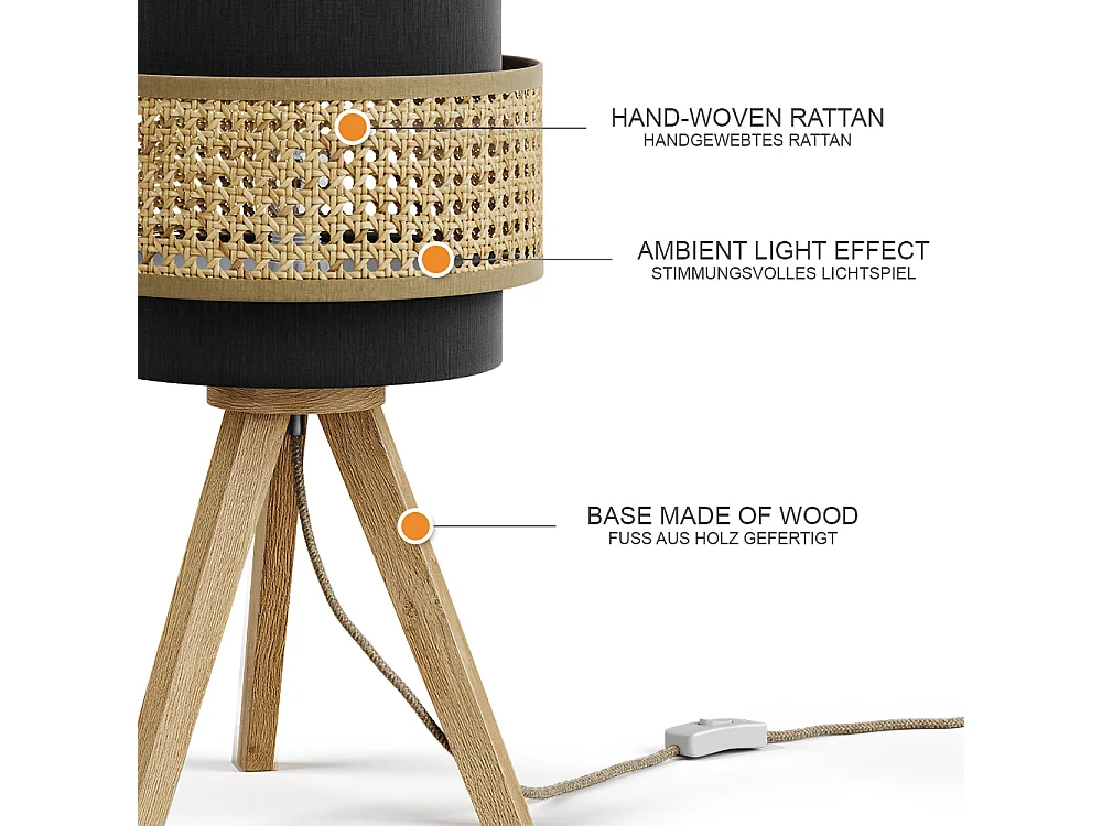 Lampe de table noir 26x26x45 morten