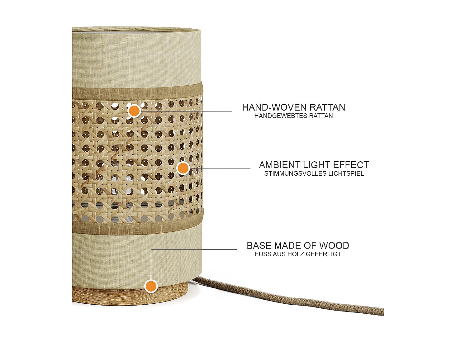 Lampe de table crème 17.5x17.5x26.5 morten