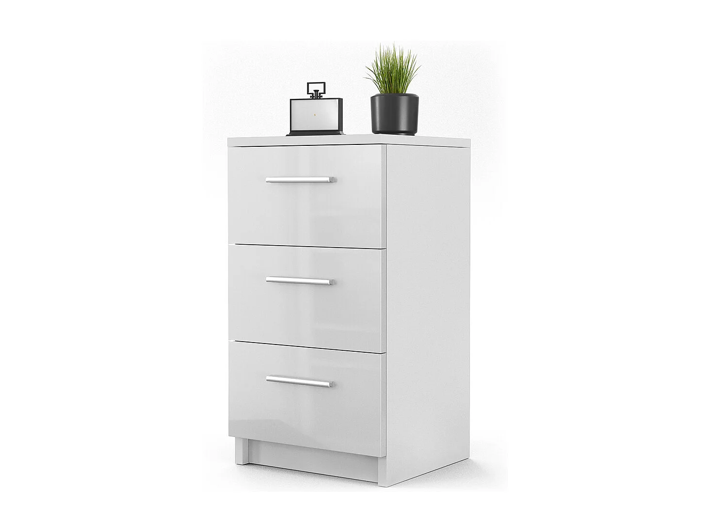 Table de chevet blanc haute brillance 38x35x66