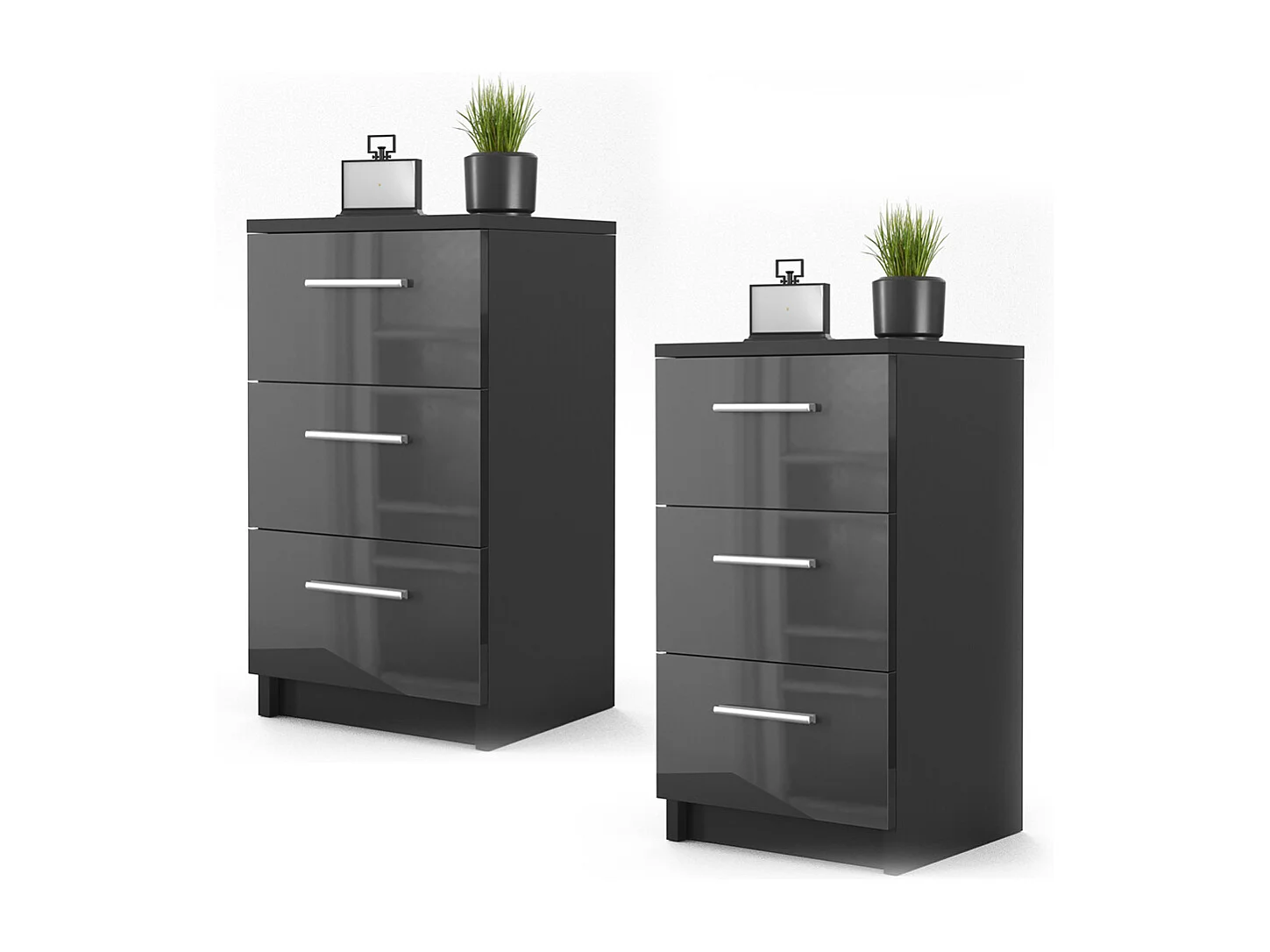 Nachttisch schwarz hochglanz 38x35x66