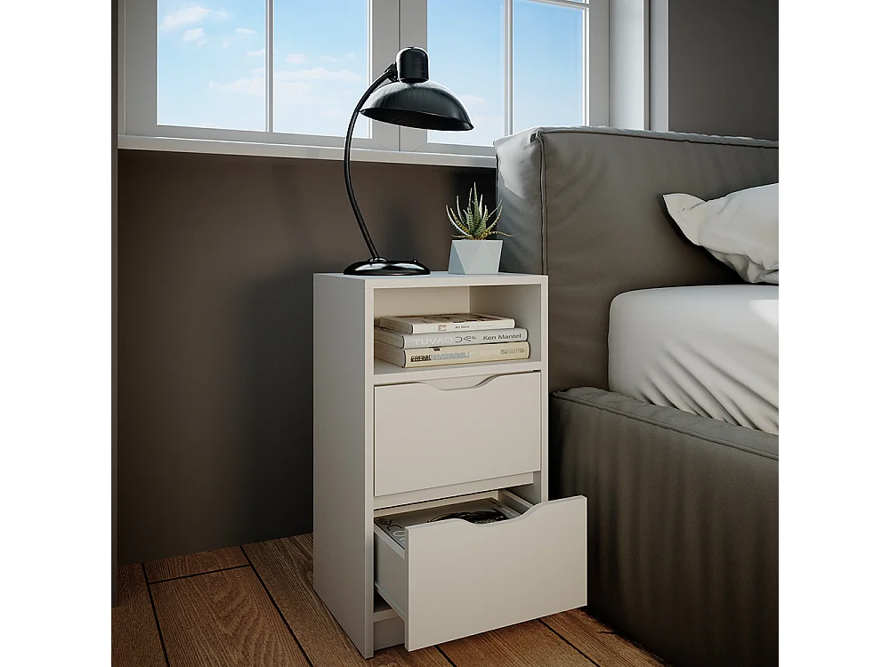 Table de chevet blanc 38x30.6x66.6 ruben