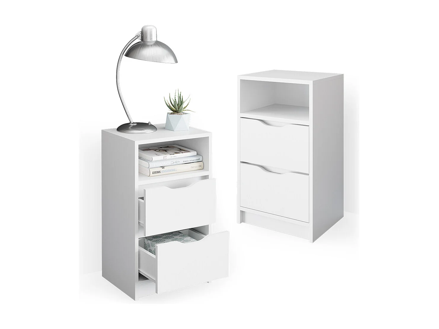 Table de chevet blanc 38x30.6x66.6 ruben