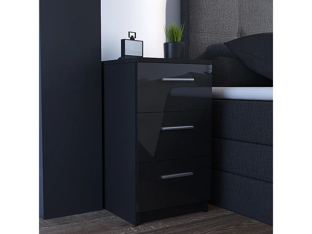 Nachttisch schwarz hochglanz 38x35x66