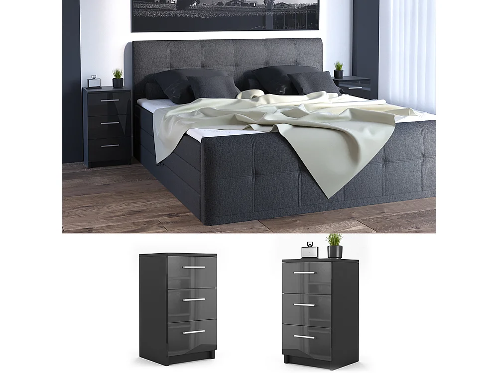 Nachttisch schwarz hochglanz 38x35x66