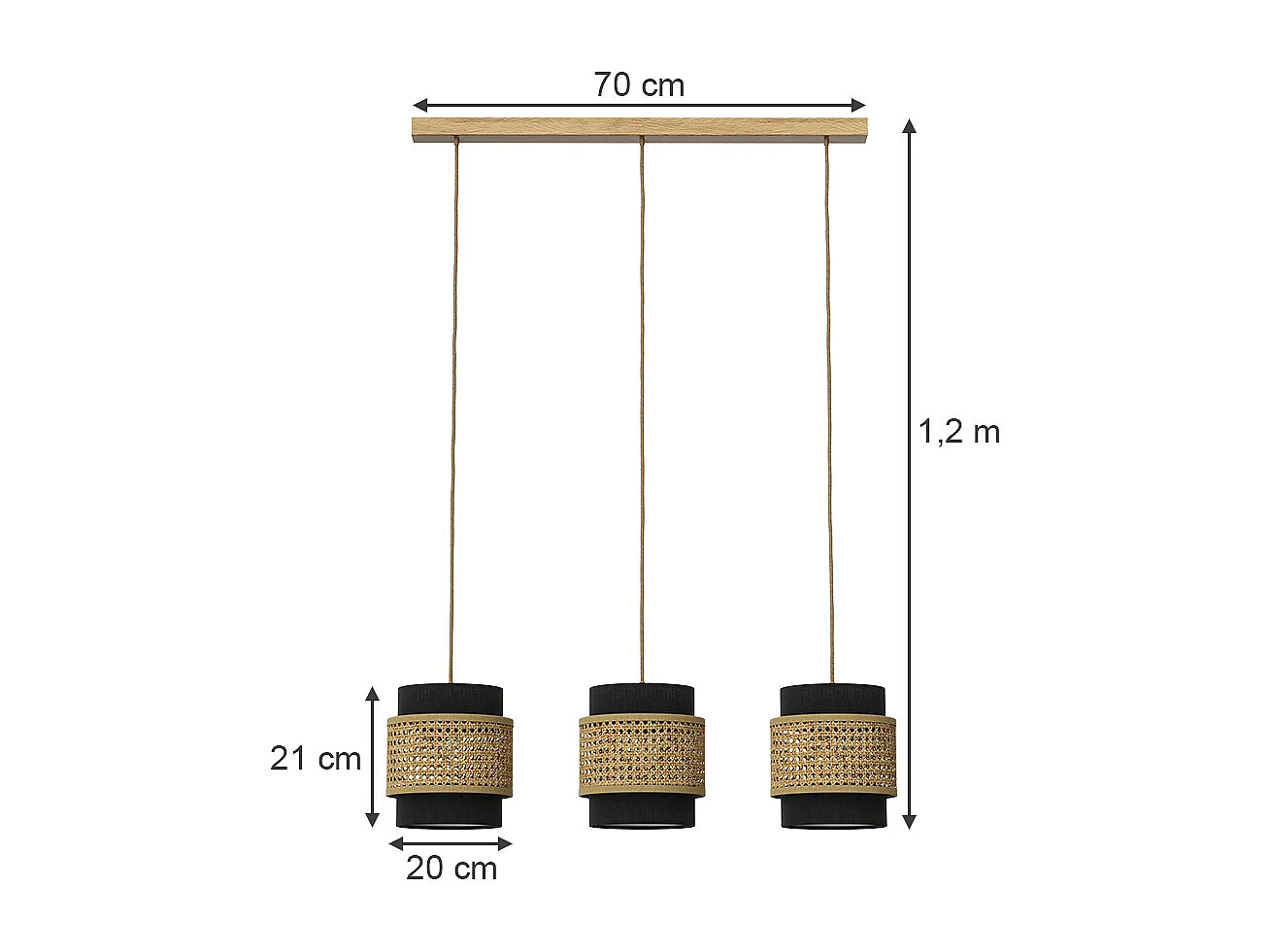 3er Pendelleuchte preto 70x70x120 morten