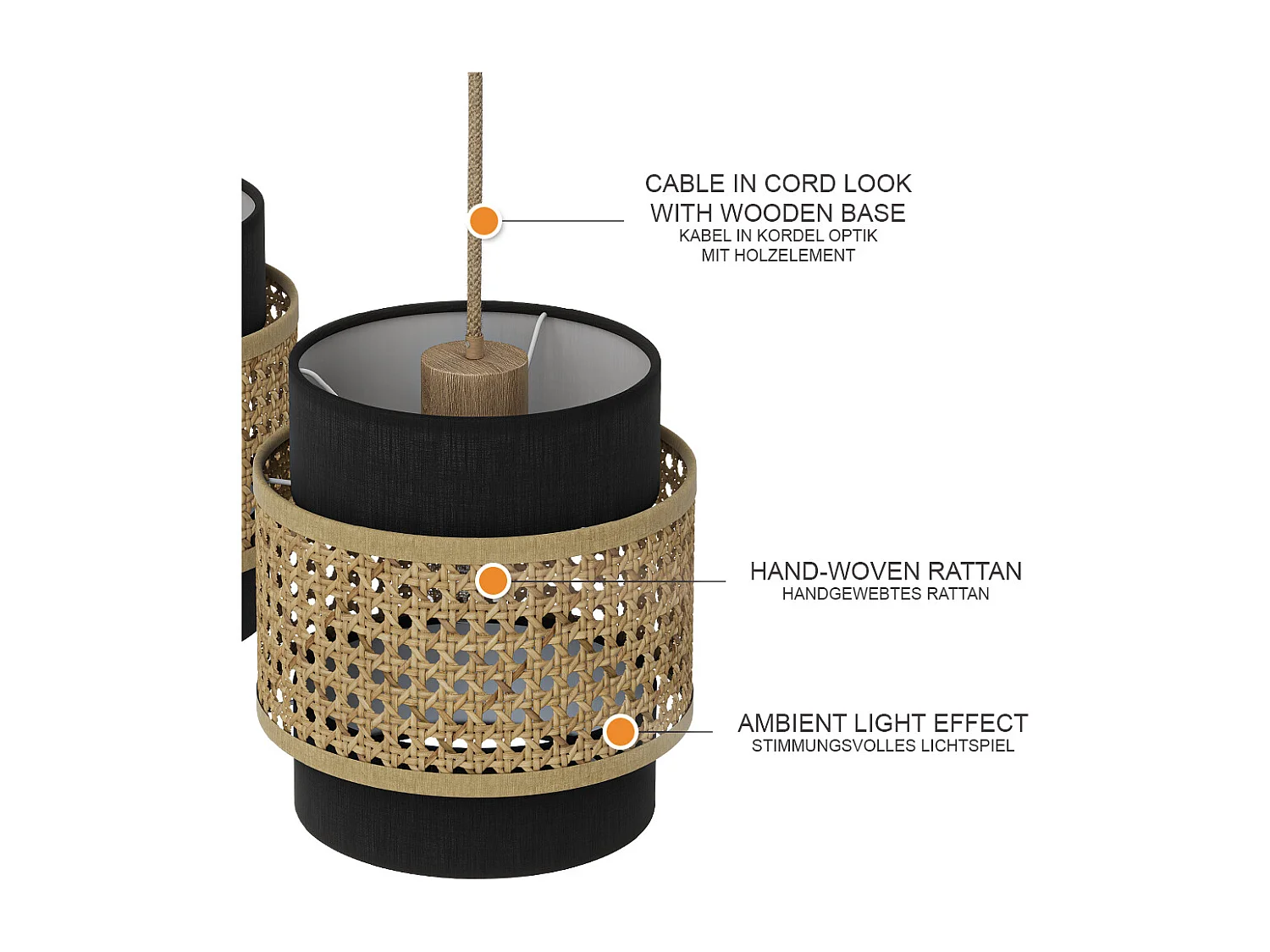 3er Pendelleuchte preto 70x70x120 morten