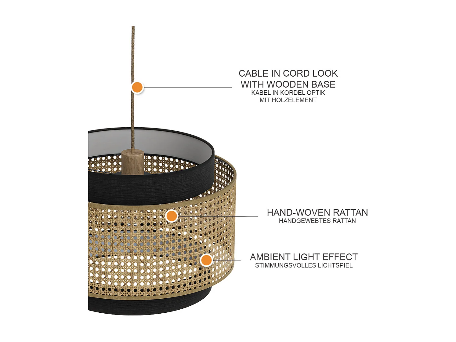 Lámpara de techo negro 45x45x31 morten