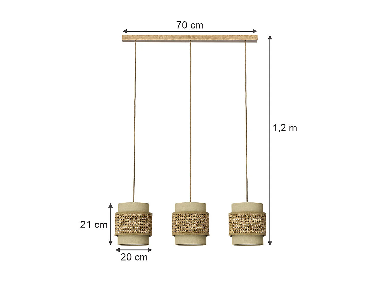 3er Pendelleuchte creme 70x70x120 morten