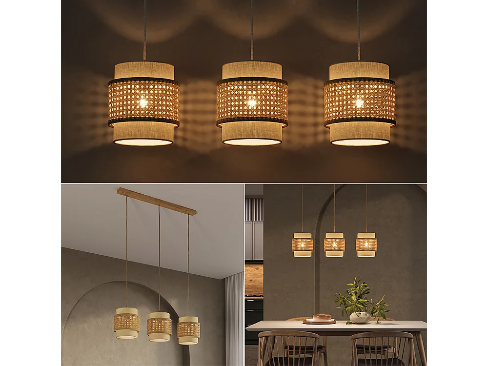 3er Pendelleuchte creme 70x70x120 morten