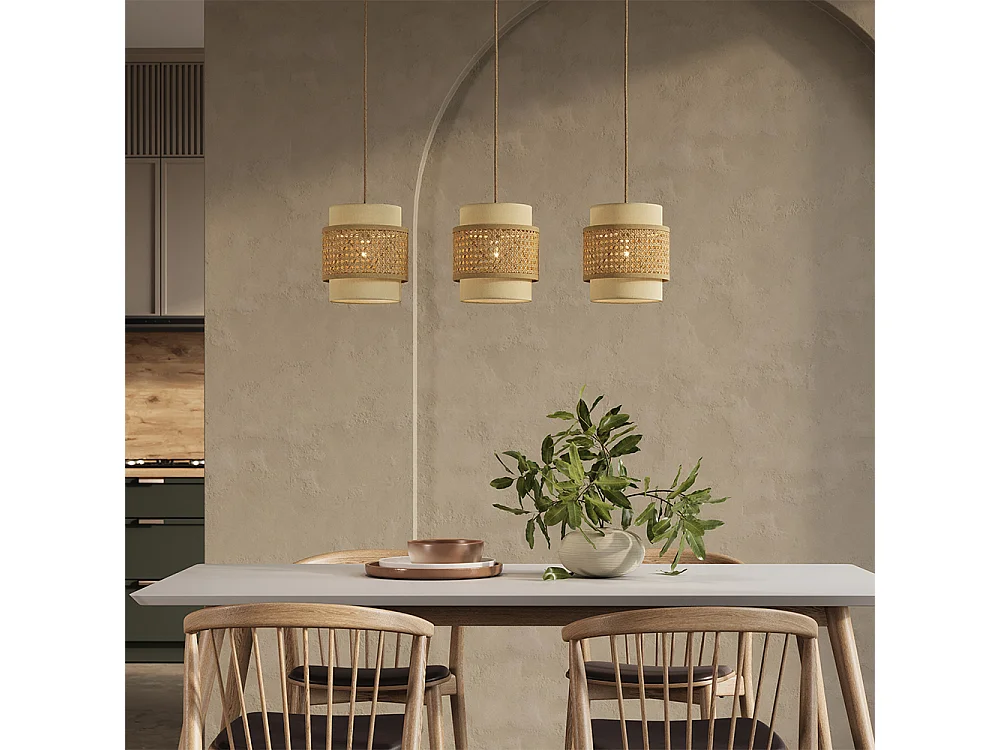 3er Pendelleuchte creme 70x70x120 morten