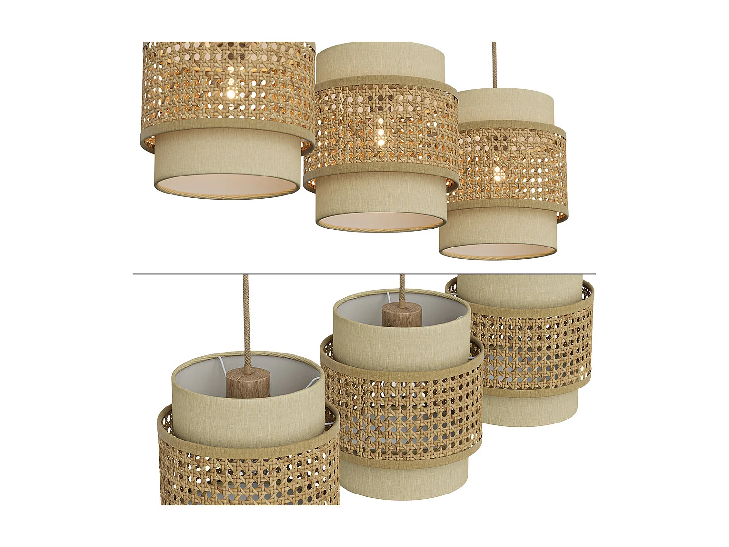 3er Pendelleuchte creme 70x70x120 morten