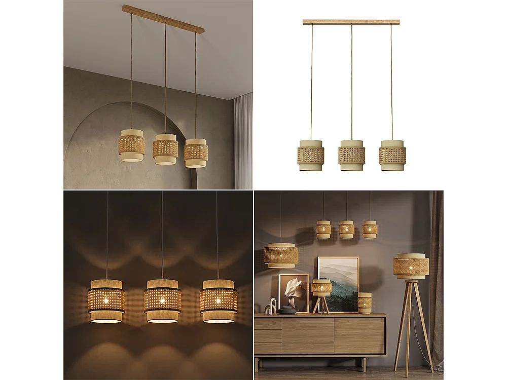 3er Pendelleuchte creme 70x70x120 morten