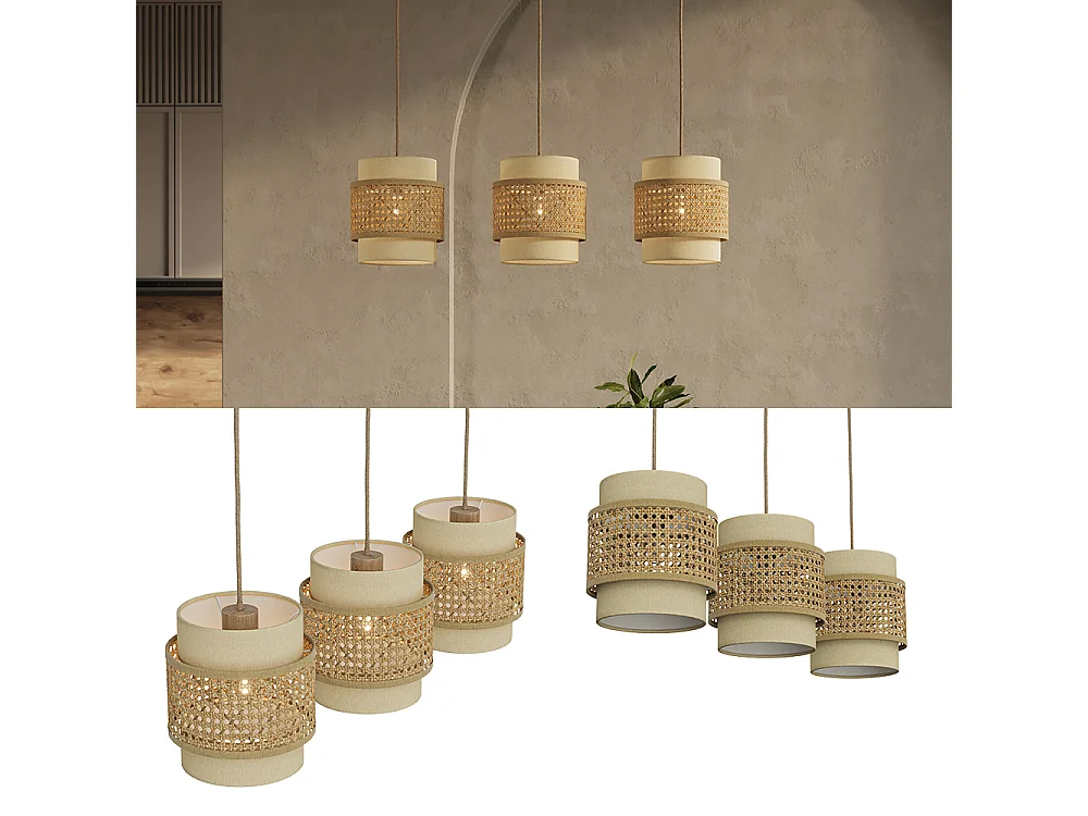 3er Pendelleuchte creme 70x70x120 morten