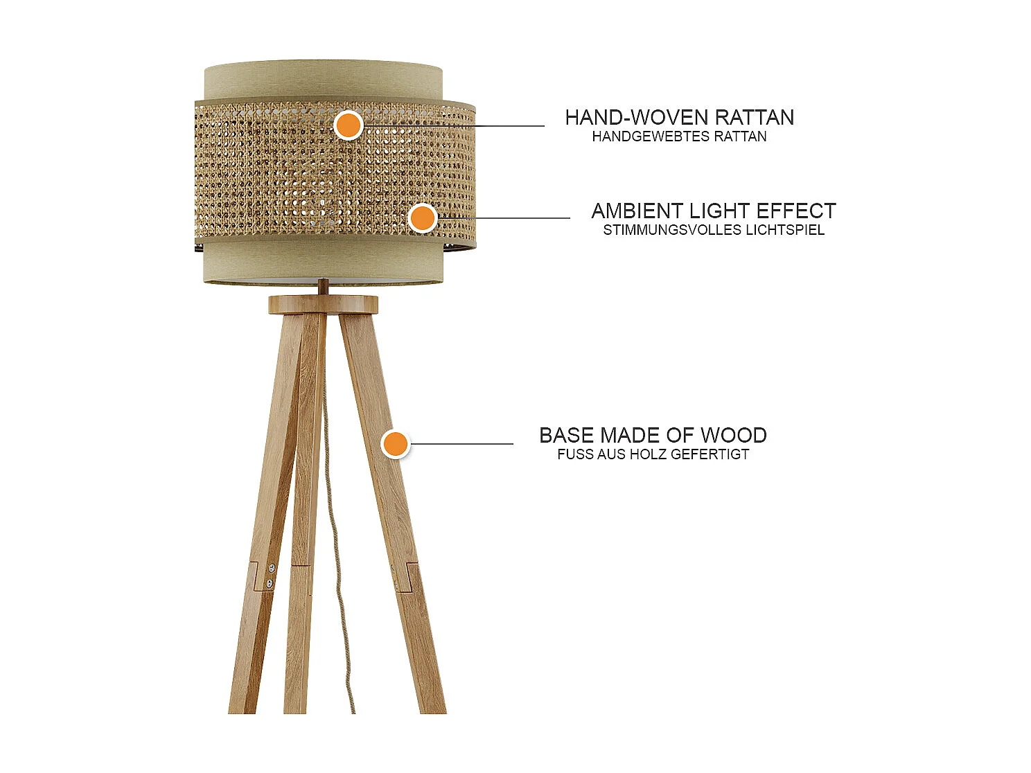 Lampadaire crème 45x45x142 morten