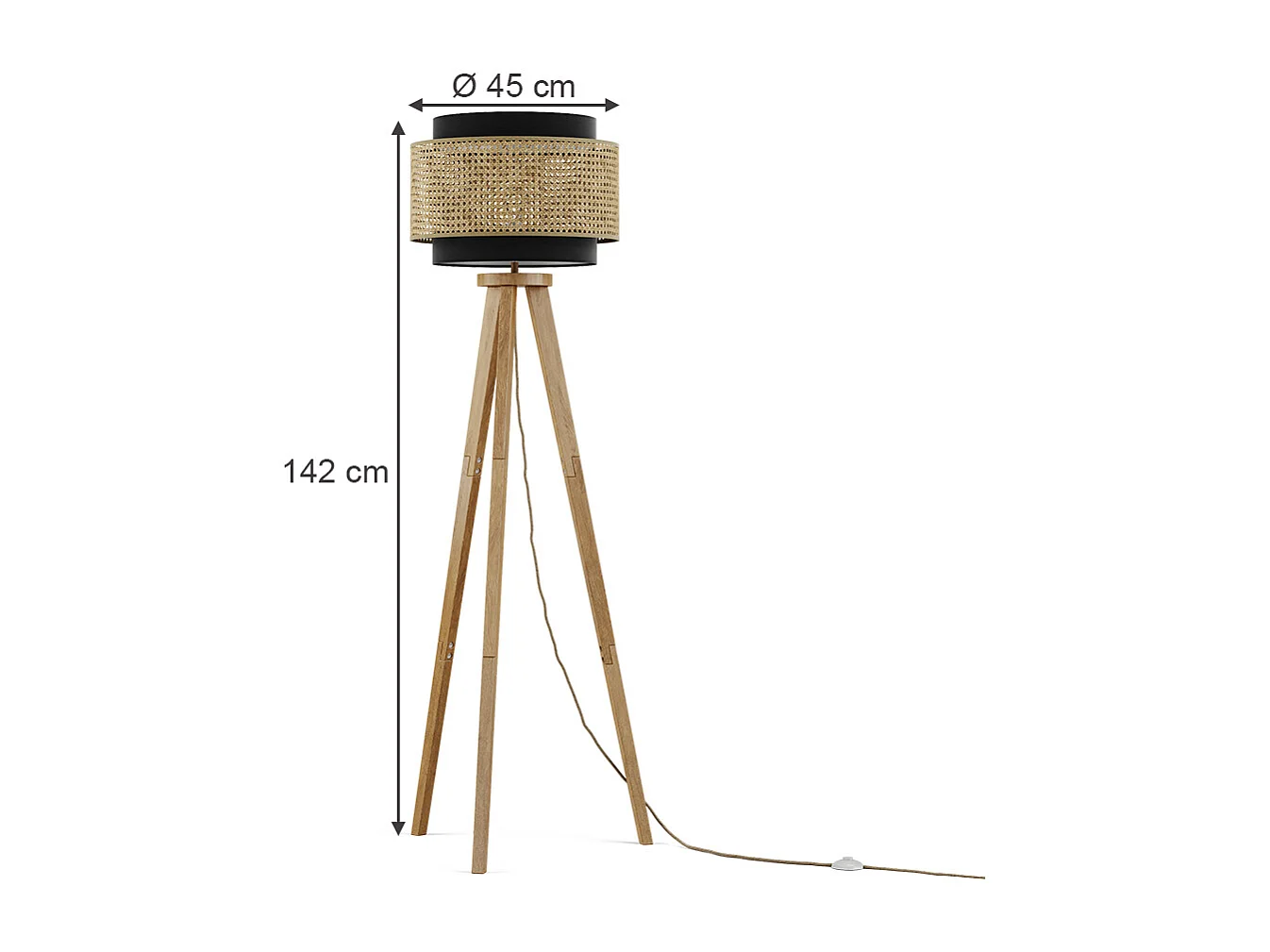 Lampadaire noir 45x45x142 morten