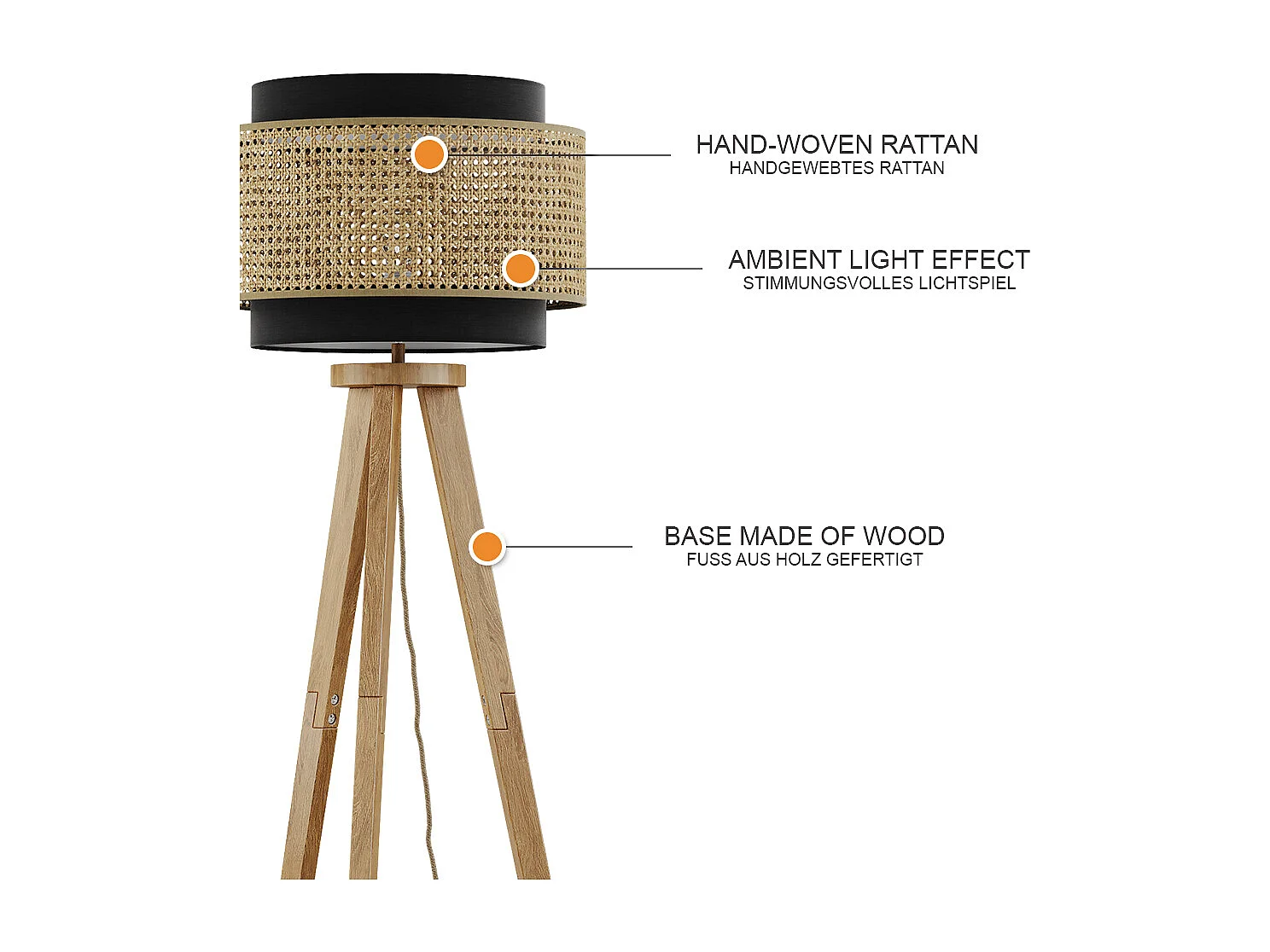 Lampadaire noir 45x45x142 morten