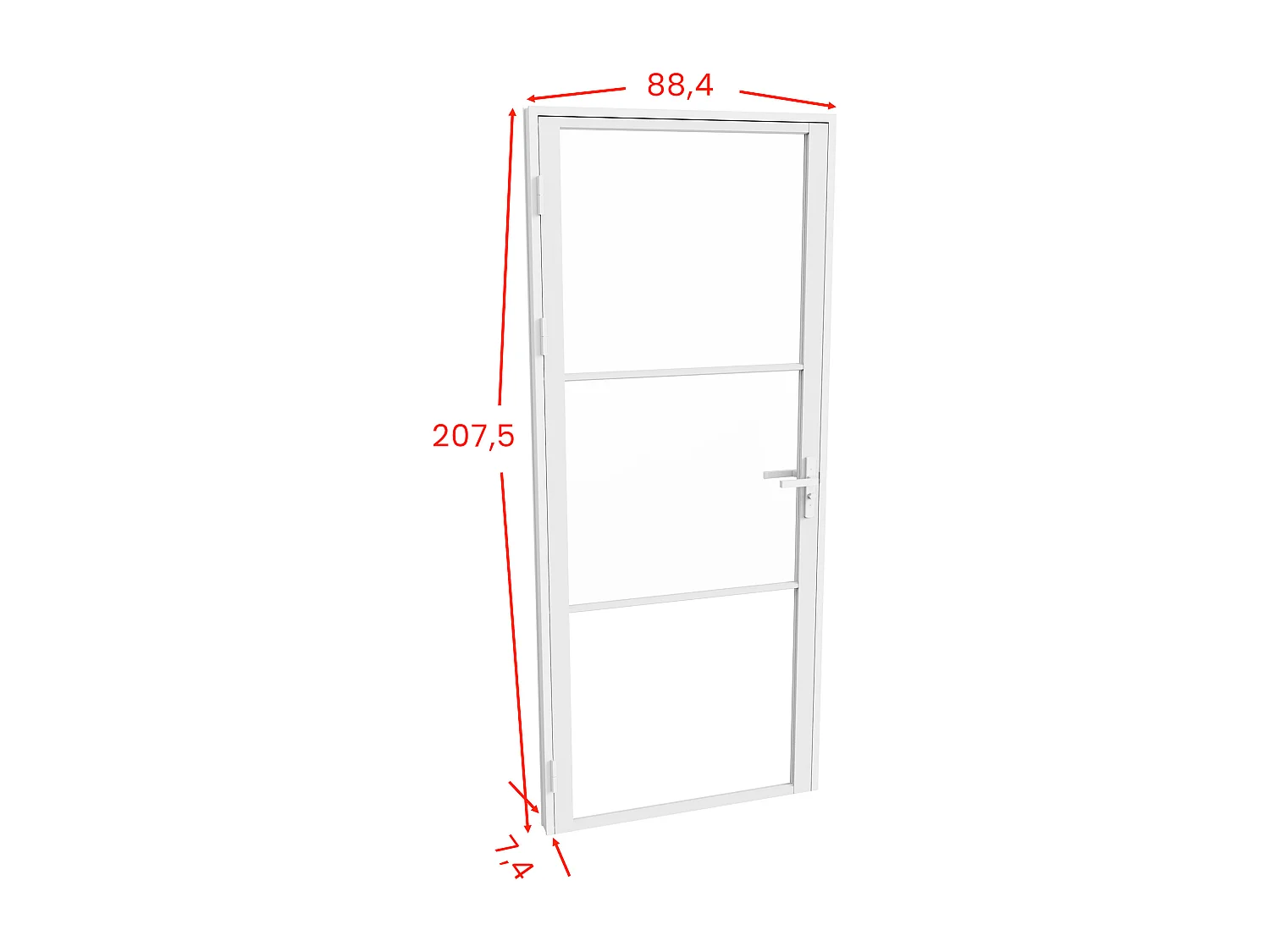 Bloc porte réversible en aluminium et verre trempé - H204 x L83 cm - Blanc - MASERU