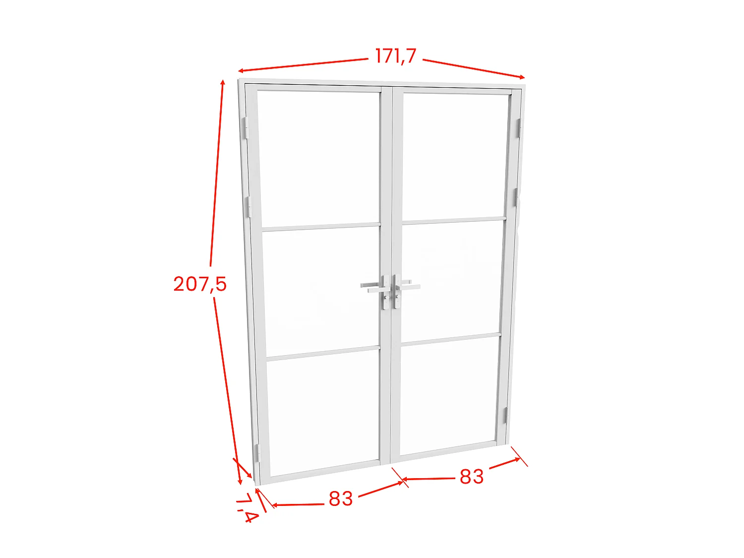 Blocco porta reversibile a due battenti 2 x H204 x L83 cm in Alluminio e Vetro temperato Bianco - MASERU