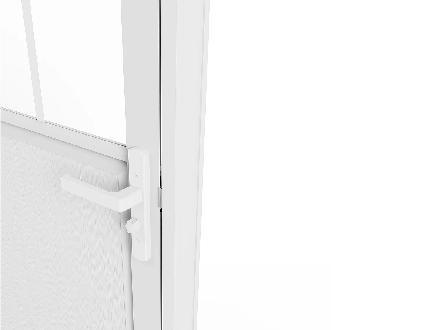 Bloc porte réversible en aluminium et verre trempé style atelier - H204 x L83 cm - Blanc - ERMELO