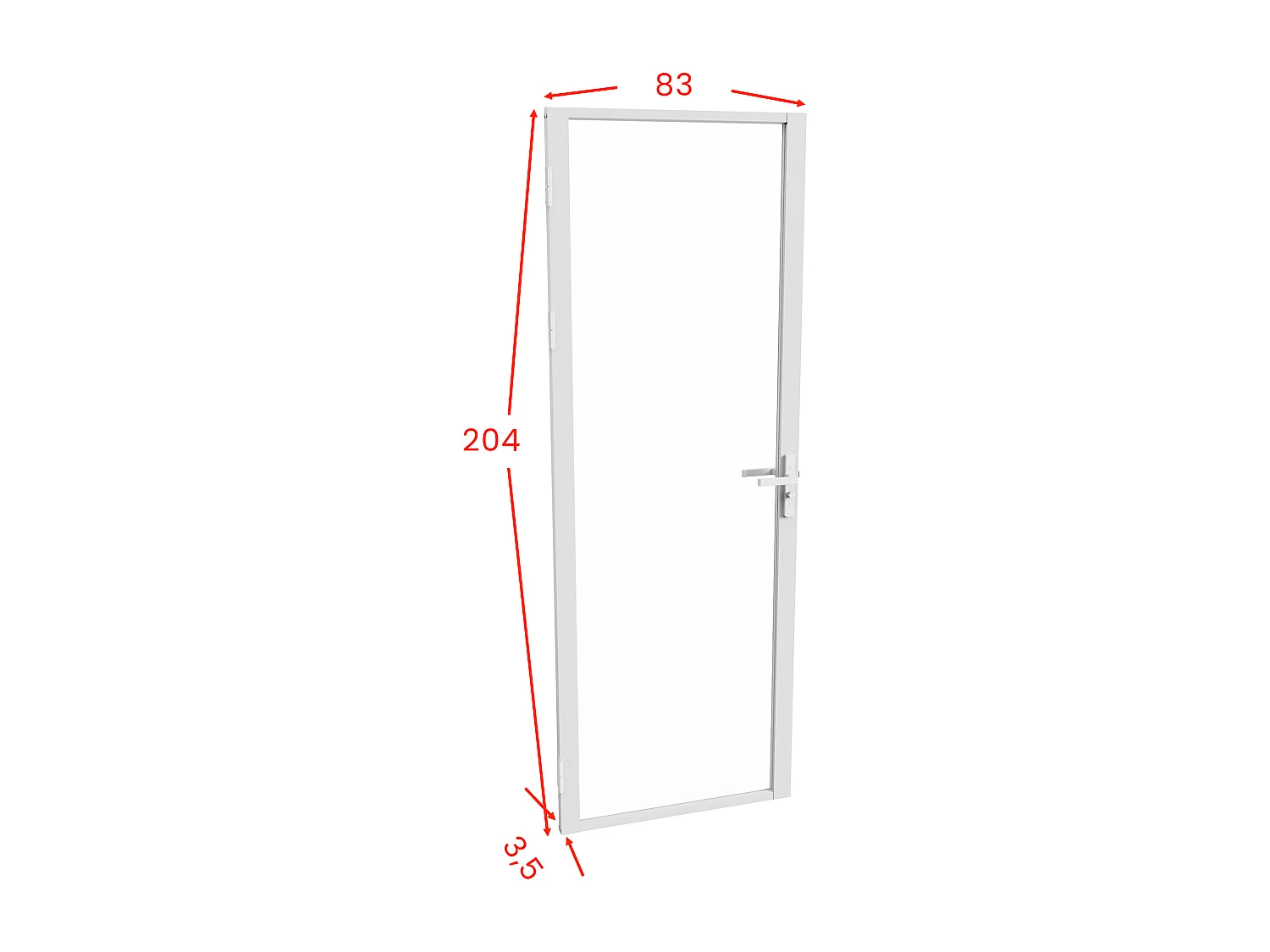 Bloc porte réversible en aluminium et verre trempé - H204 x L83 cm - Blanc - LOXTON