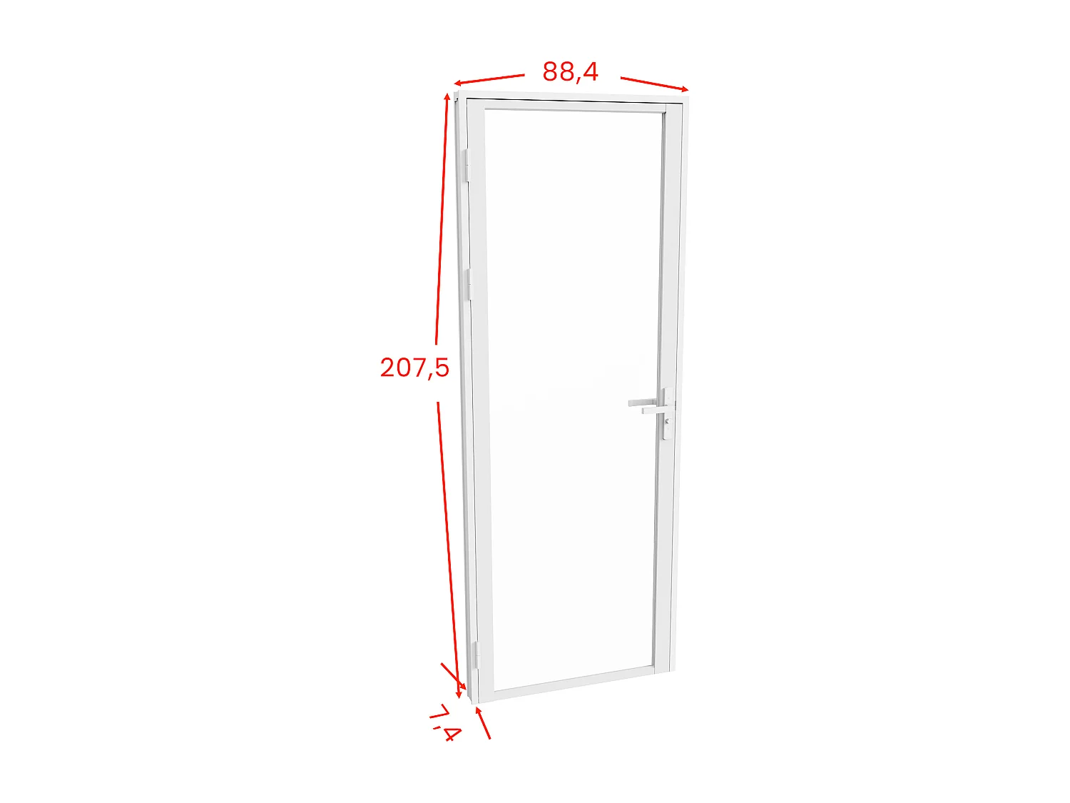 Bloc porte réversible en aluminium et verre trempé - H204 x L83 cm - Blanc - LOXTON