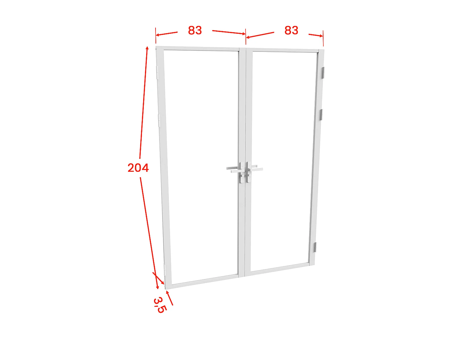Bloc porte réversible à deux battants en aluminium et verre trempé - 2 x H204 x L83 cm - Blanc - LOXTON