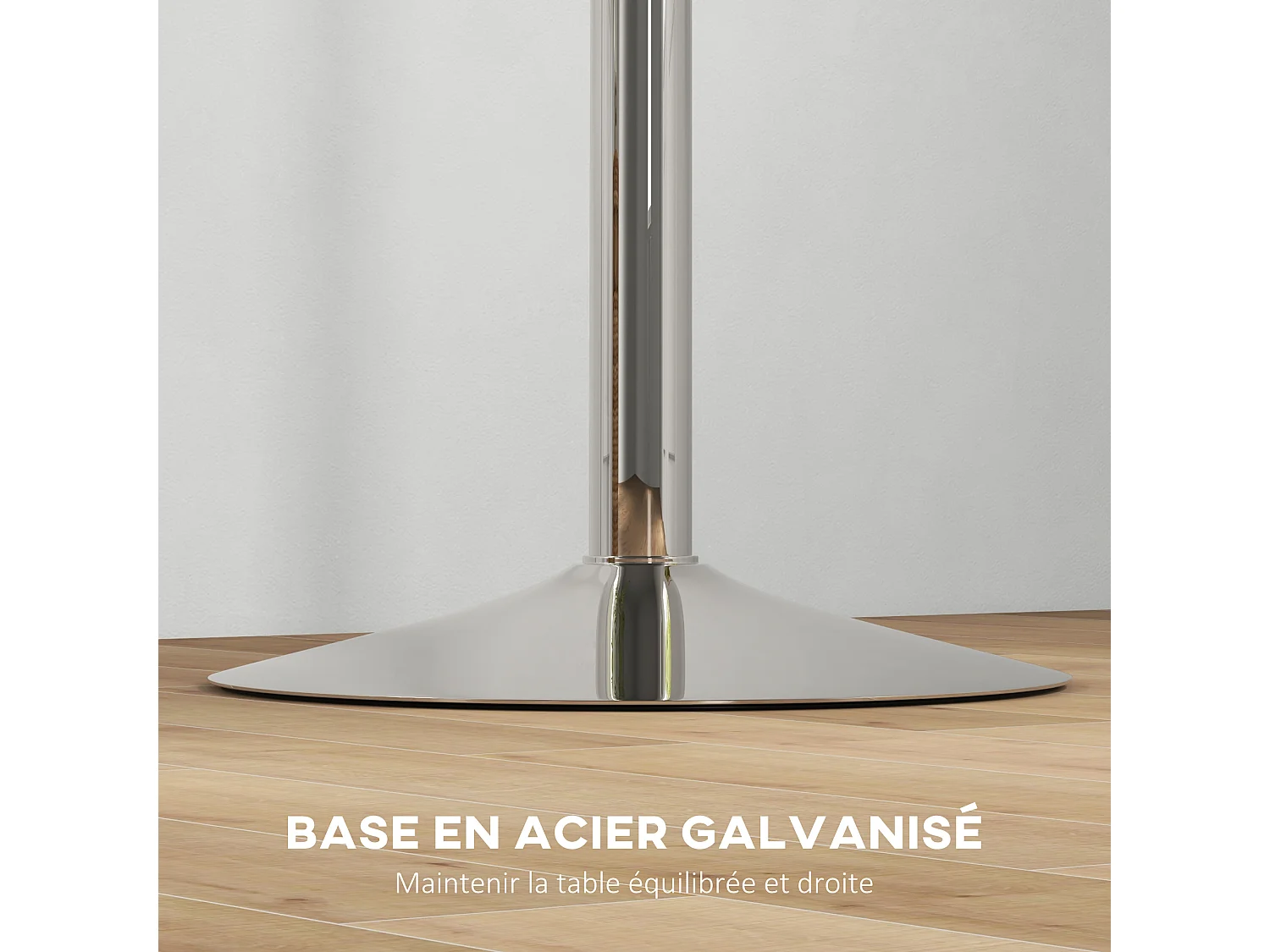 Table de bar ronde Ø 60 cm table bistro chic hauteur réglable 69-91 cm acier chromé blanc