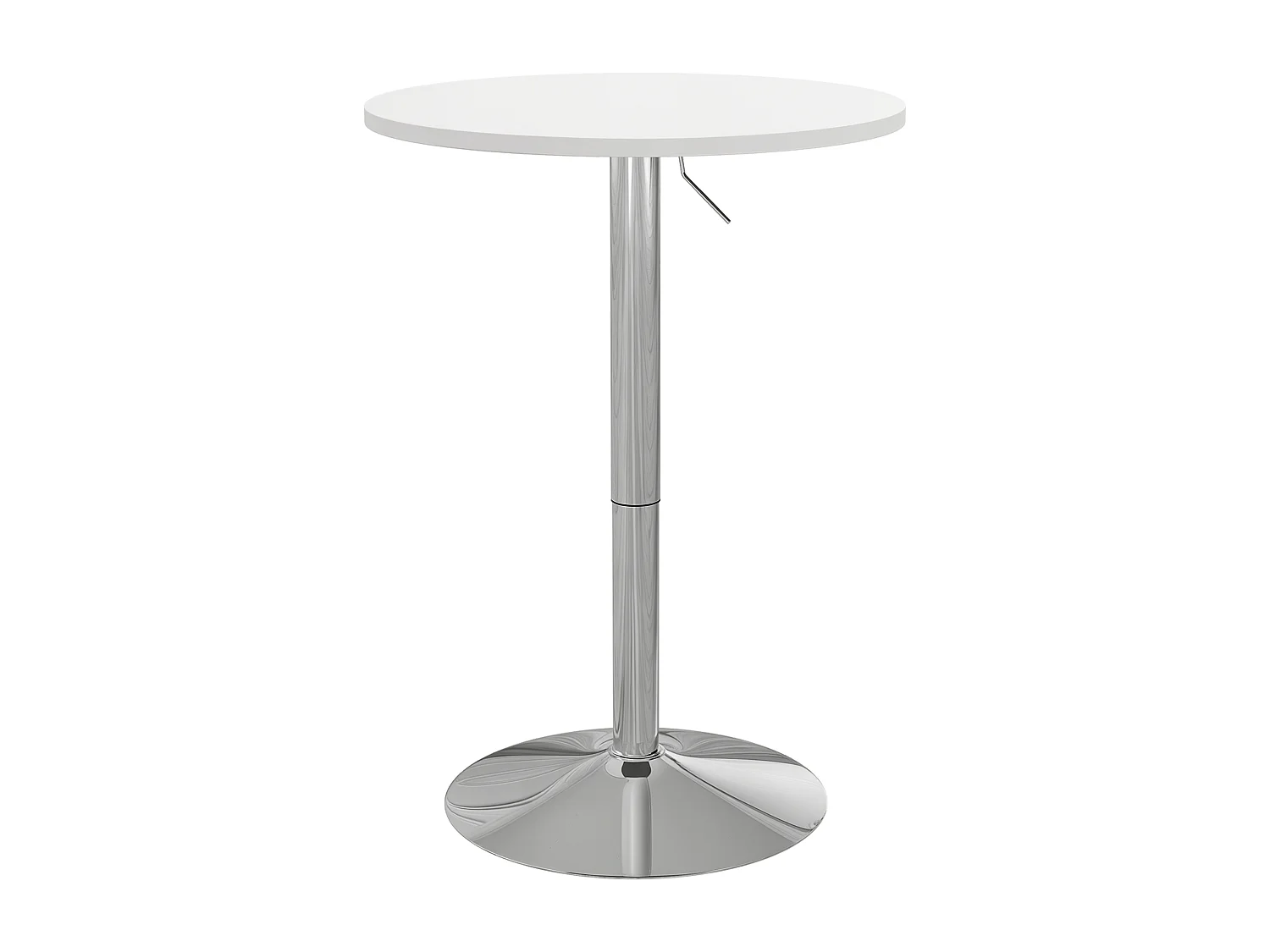 Table de bar ronde Ø 60 cm table bistro chic hauteur réglable 69-91 cm acier chromé blanc
