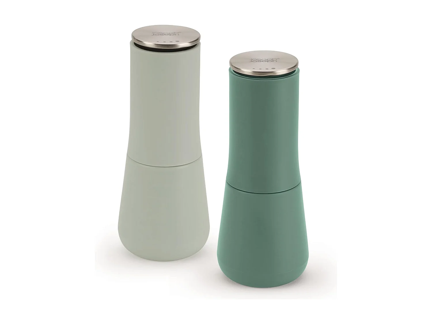 Juego de molinillos de sal y pimienta Milltop™ Joseph Joseph, a prueba de derrames, diseño elegante y práctico, fácil de usar y limpiar, color Sage