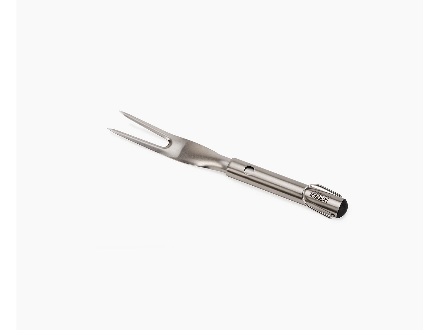 Tenedor GrillOut™ Joseph Joseph, mango extensible, acero inoxidable, dientes afilados, cabezal retráctil para almacenamiento, ideal para BBQ y fácil de limpiar.
