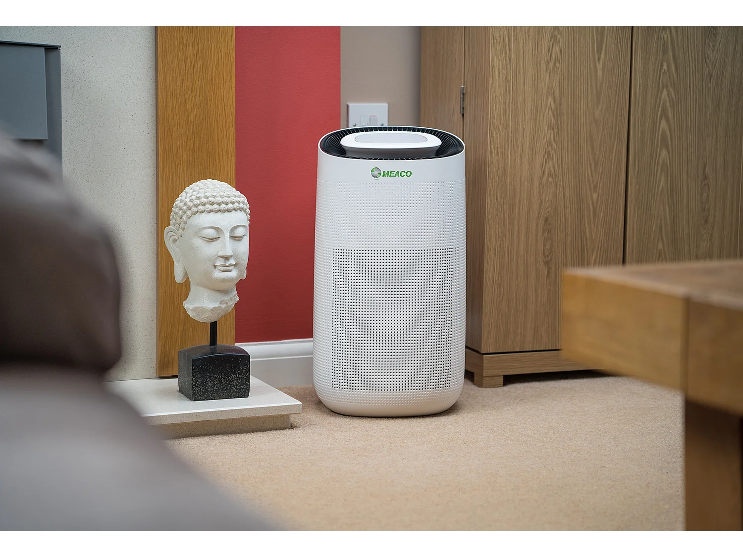 Purificateur d’air Wi-Fi MEACO MeacoClean CA-HEPA 76x5, filtre HEPA H13, ultra-silencieux 25 dB, capteur de qualité d’air, pour maison/bureau, couleur blanche.