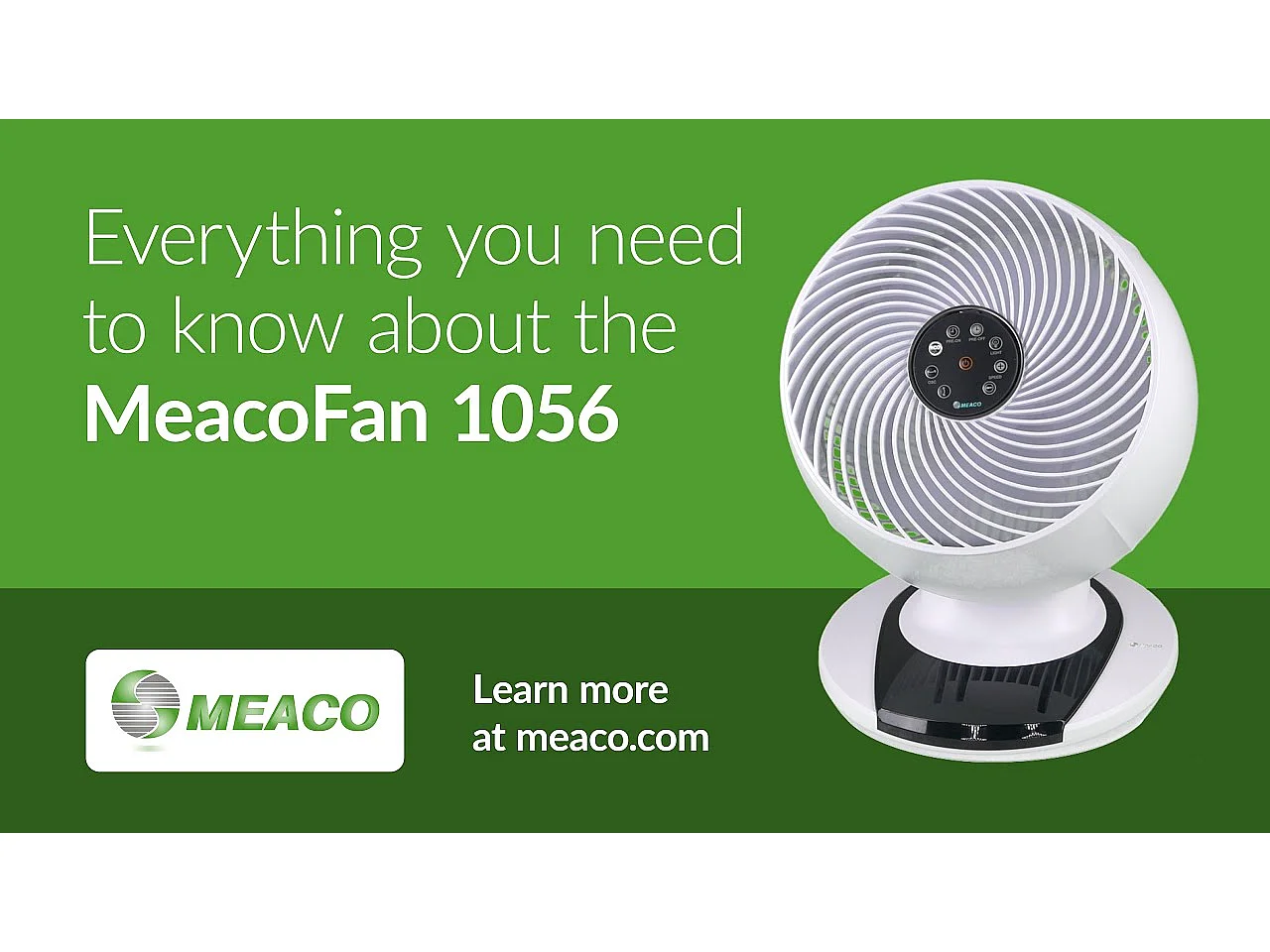 MEACO MeacoFan 1056 : ventilateur pour chambre et salon, ultra silencieux, oscillation 360°, 12 vitesses, télécommande, basse consommation, blanc