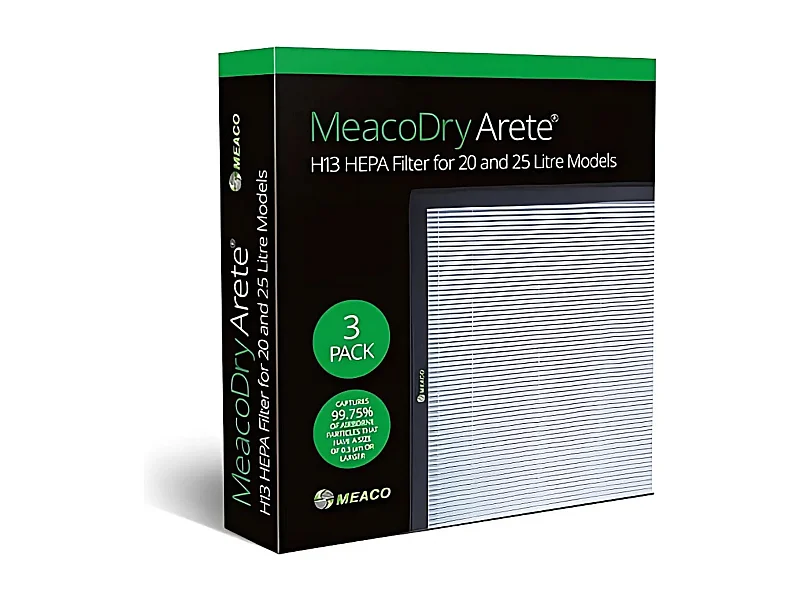Filtre à charbon actif MeacoDry Arete pour déshumidificateurs 10 L et 12L, pack de 3, élimine les odeurs et optimise la qualité de l’air à la maison et en auto