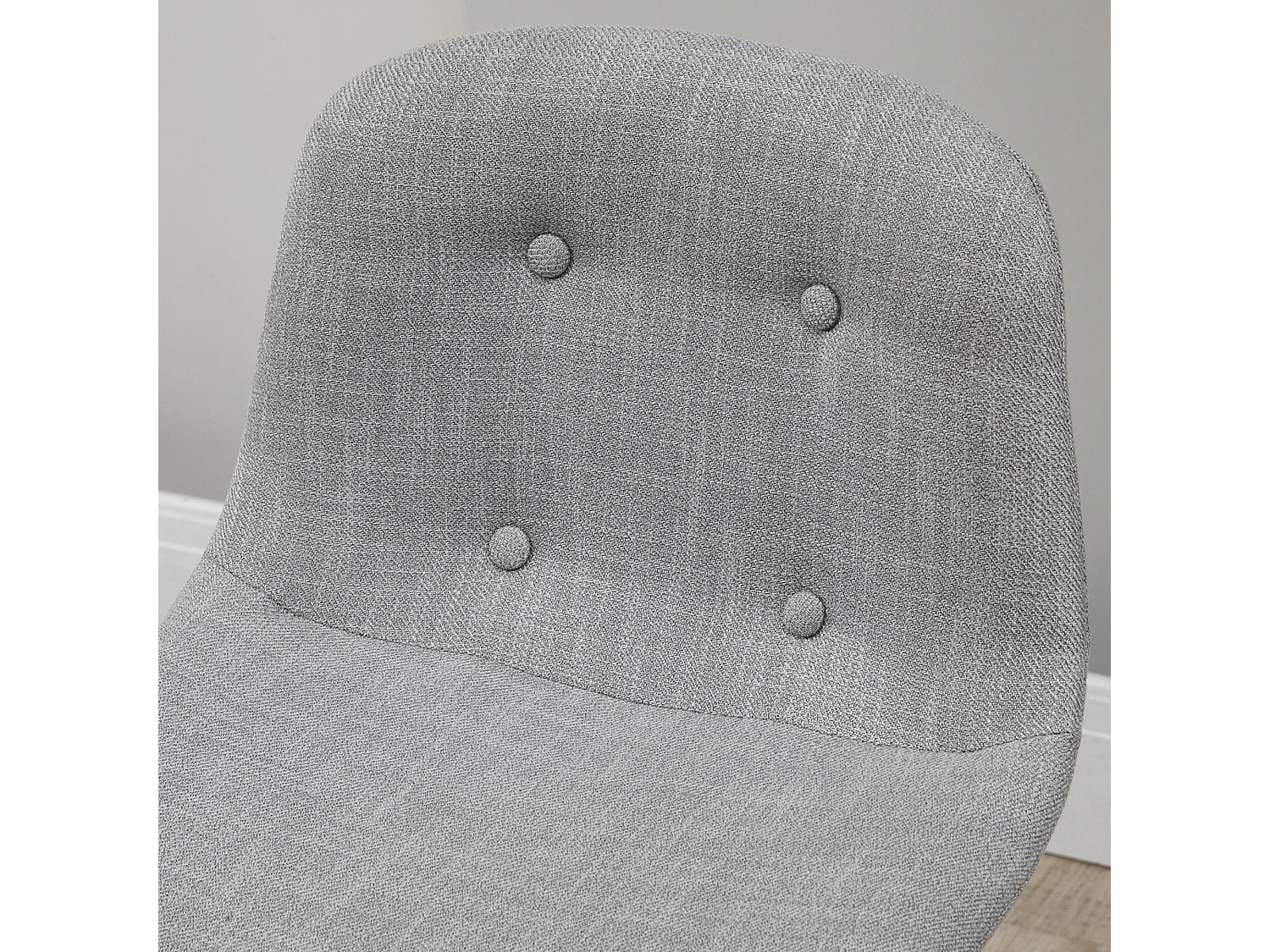 Ensemble table de bar 4 chaises de bar style industriel piètement acier noir plateau effet bois noyer tissu gris clair