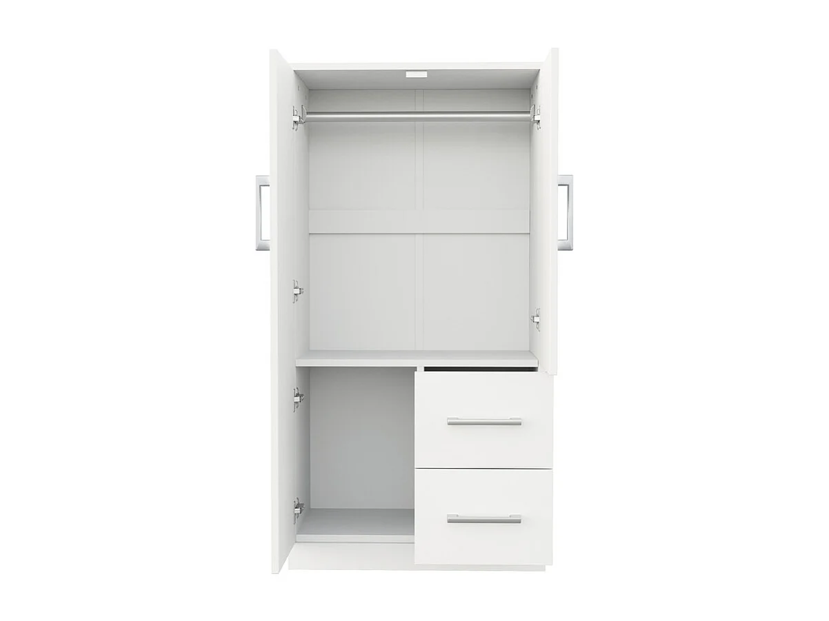 Armario 2 Puertas 2 Cajones, Compartimentos Almacenamiento, Blanco 70x40x135cm