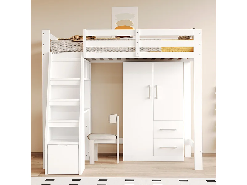 Armario 2 Puertas 2 Cajones, Compartimentos Almacenamiento, Blanco 70x40x135cm