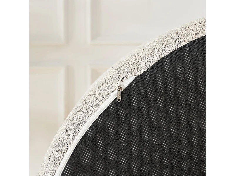 Fauteuil paresseux rond en chenille, rembourrage de mousse haute densité, avec 3 coussins, Kaki, 127x127x85cm