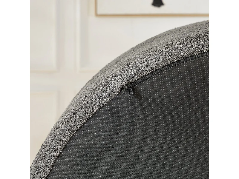 Fauteuil paresseux rond en chenille, rembourrage de mousse haute densité, avec 3 coussins, Gris, 127x127x85cm
