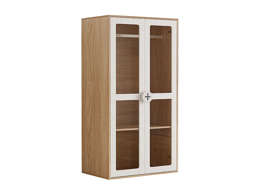 Armario - 4 Puertas Cristal - con Barra Colgar - Estantes Ajustables 10 Niveles 160x50x150cm