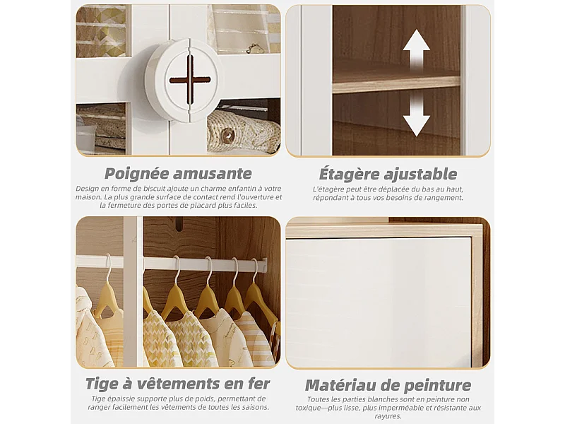 Schrank - 4 Türen Glas - mit Kleiderstange - Verstellbare Regale 10 Stufen 160x50x150cm