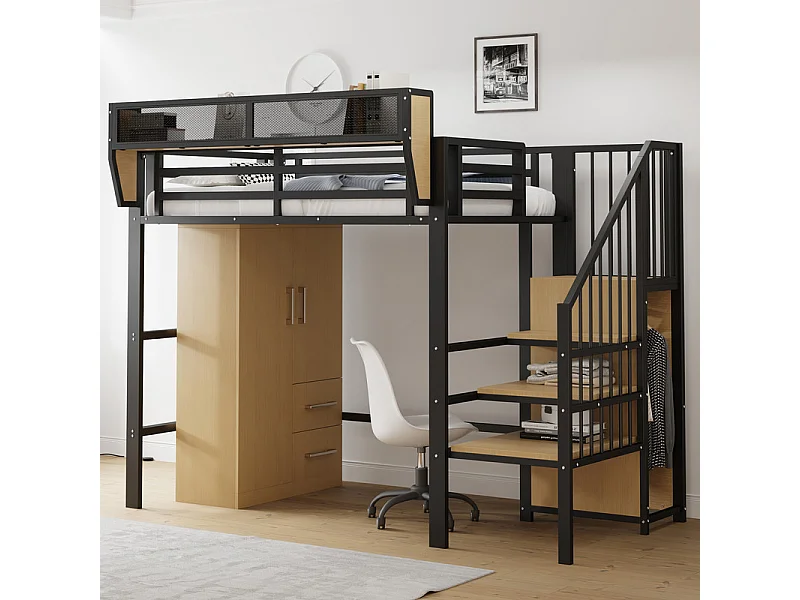 Kast 2 Deuren 2 Laden, Opslagvakken, Licht Natuur 70x40x135cm