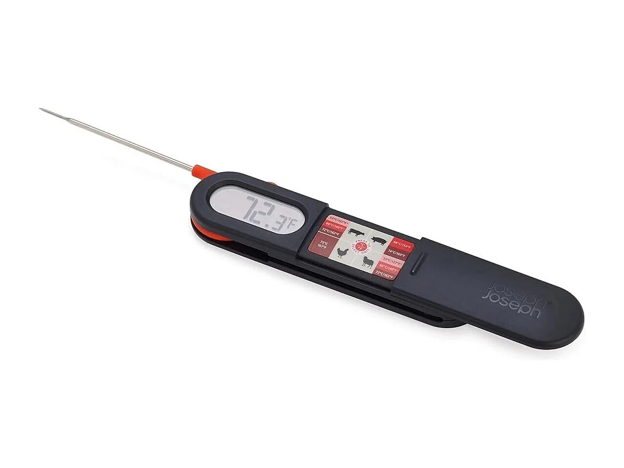 ThermaPoint Joseph Joseph, termómetro digital de sonda, lectura instantánea, sonda plegable, resistente al agua, guía de temperaturas, color gris